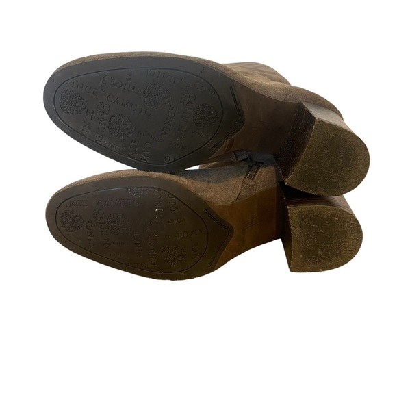 Vince Camuto Sabana Knee High Suede Grey Round Toe Boots with Stacked Heel - Picture 2 of 16